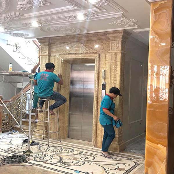 đá marble ốp thang máy