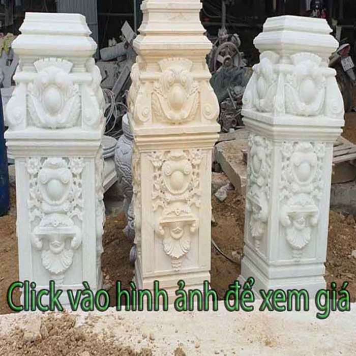 Cột Đá hoa cương màu trắng nét đẹp cừ khôi