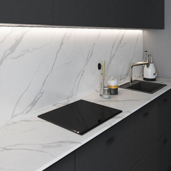 Đá hoa cương trắng vân mây ốp bếp F506